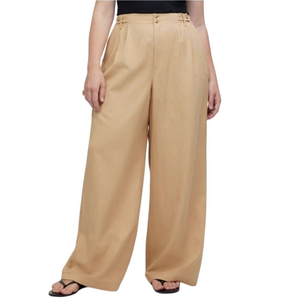 $118 Madewell The Harlow Wide Leg Pant 8 Brown Tan Neutral Minimalist Preppy